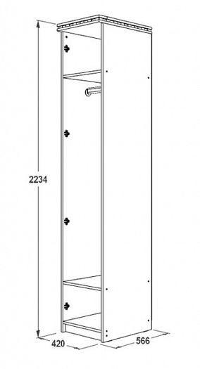 Шкаф однодверный для одежды "Ольга-13" - Схема