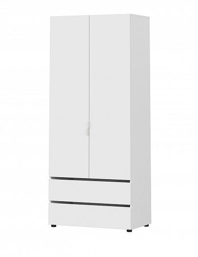 Шкаф двухстворчатый "Токио" с 2 ящикам (NN-Мебель) - Белый текстурный