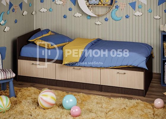 Кровать "Юниор-5" с ящиками - Цвет: Венге/Ясень Шимо светлый