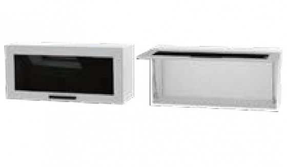 Шкаф верхний "Лира" под вытяжку с витриной ПГВ 80 (корпус+фасад) - Белый/Ваниль