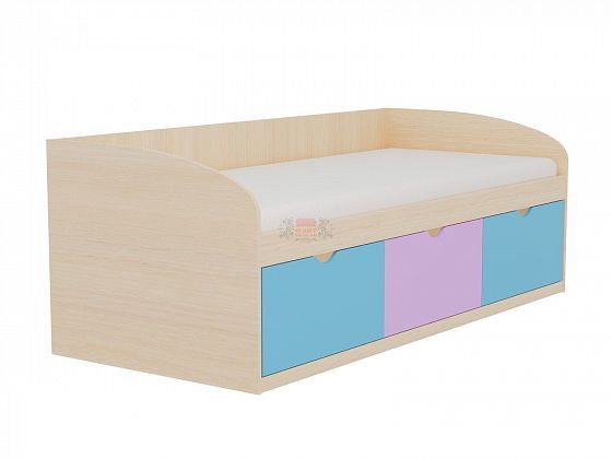 Кровать-8 "Фант" с тремя ящиками детская (МДФ) Цвет: Голубое небо/Розовый