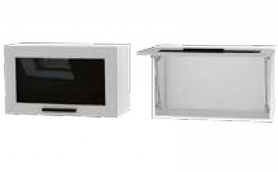 Шкаф верхний "Лира" под вытяжку с витриной ПГВ 60 (корпус+фасад) - Белый/Ваниль