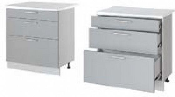 Шкаф нижний "Бронкс" стол рабочий с тремя ящиками Н 83 (корпус+фасад) - Белый/Бетон