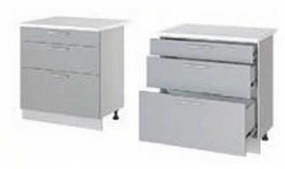 Шкаф нижний "Берген" стол рабочий с тремя ящиками Н 583 (корпус+фасад) - Белый/Агат