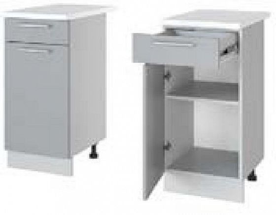 Шкаф нижний "Фиджи" стол рабочий с одним ящиком Н 41 (корпус+фасад) - Белый/Белый