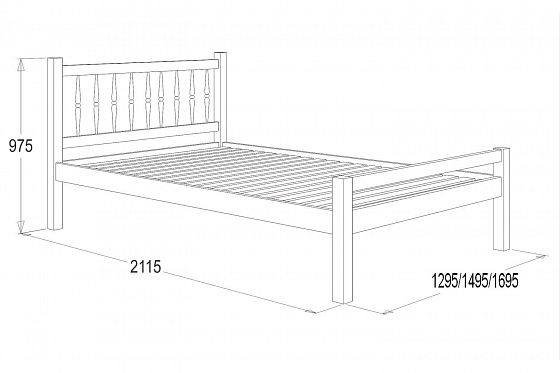 Кровать с фигурными спинками из массива (1200 мм) - Схема