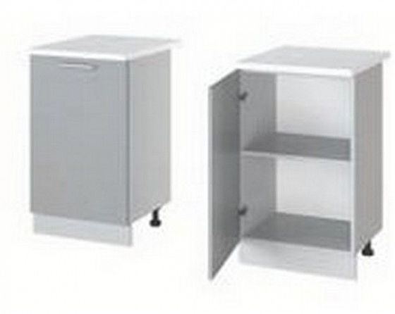 Шкаф нижний "Аляска" стол рабочий Н 550 (корпус+фасад) - Белый/Белый лёд