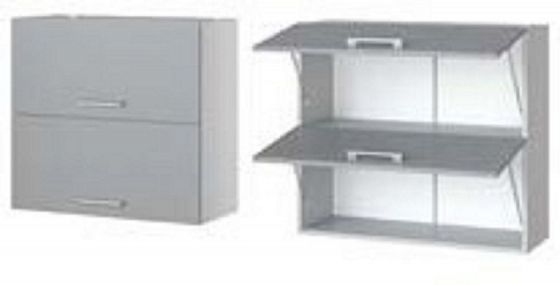 Шкаф верхний "Фиджи" с горизонтальными створками АГ 80 (корпус+фасад) - Белый/Белый