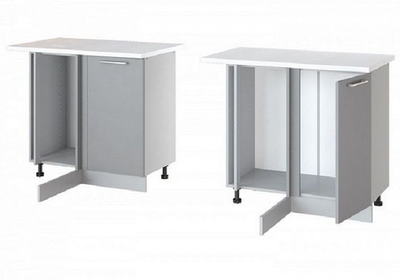 Шкаф нижний "Аляска" стол рабочий угловой НУ 100 (Blum корпус+фасад) - Белый/Белый лёд