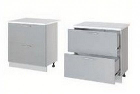 Шкаф нижний "Аляска" стол рабочий с двумя ящиками Н 582 (корпус+фасад) - Белый/Белый лёд