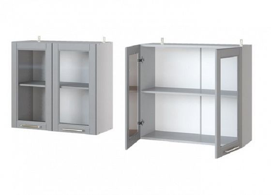Шкаф верхний "Лира" АВ 80 витрина (корпус+фасад) - Белый/Ваниль