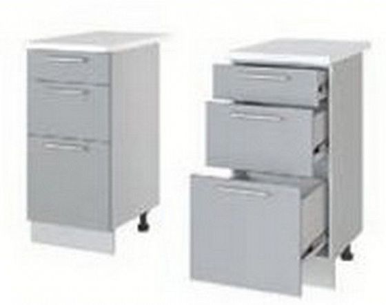 Шкаф нижний "Фиджи" стол рабочий с тремя ящиками Н 543 (корпус+фасад) - Белый/Белый